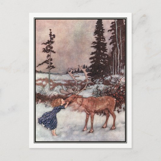 Gerda and the Reindeer by Edmund Dulac ポストカード (正面)