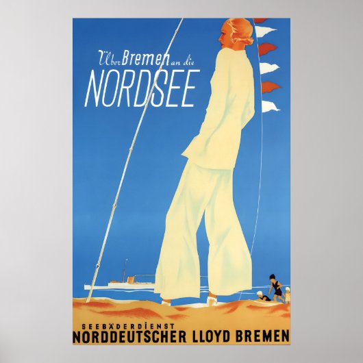German advertisement poster Via Bremen to the ポスター (正面)