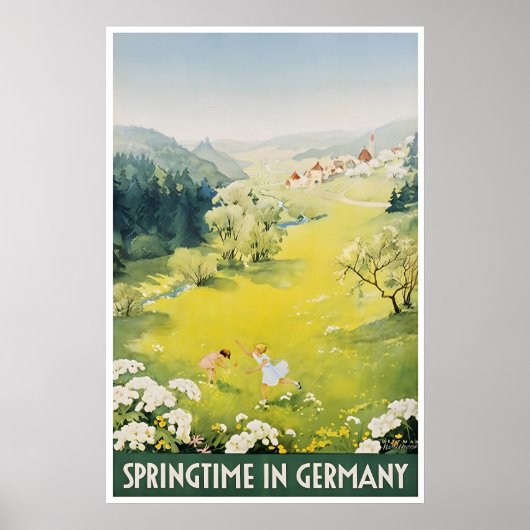 German Art Germany Travel Poster Springtime In ポスター (正面)