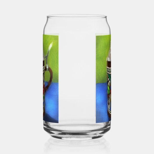 German Beer Stein w/Hinged Lid Blue Green ガラス缶 (右)