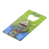 German Beer Stein w/Hinged Lid Blue Personalized  クレジットカード栓抜き (正面アングル)