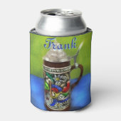 German Beer Stein w/Hinged Lid Blue Personalized  缶クーラー (缶正面)