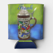 German Beer Stein w/Hinged Lid Blue Personalized  缶クーラー (正面)