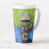 German Beer Stein w/Hinged Lid Personalized カフェラテマグ (右アングル)