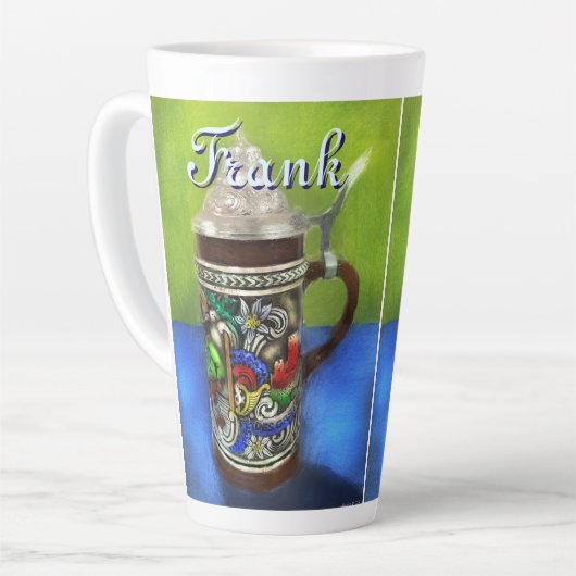 German Beer Stein w/Hinged Lid Personalized カフェラテマグ (左アングル)