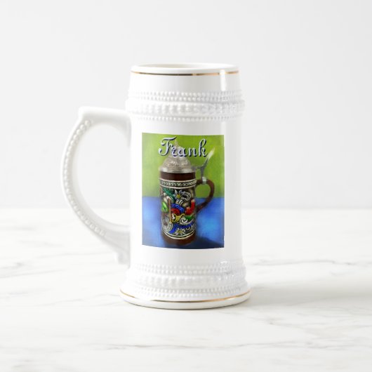 German Beer Stein w/Hinged Lid Personalized ビールジョッキ (左)