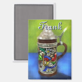 German Beer Stein w/Hinged Lid Personalized マグネット (正面/裏面)