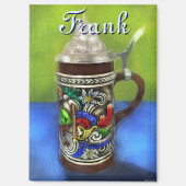 German Beer Stein w/Hinged Lid Personalized マグネット (正面)