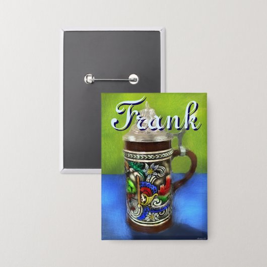 German Beer Stein w/Hinged Lid Personalized 缶バッジ (正面/裏面)