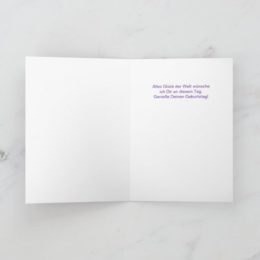 German Birthday Geburtstag Purple Asters カード (内部)