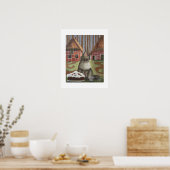  German Black Forest Cat with Cake Wall Art ポスター (キッチン)