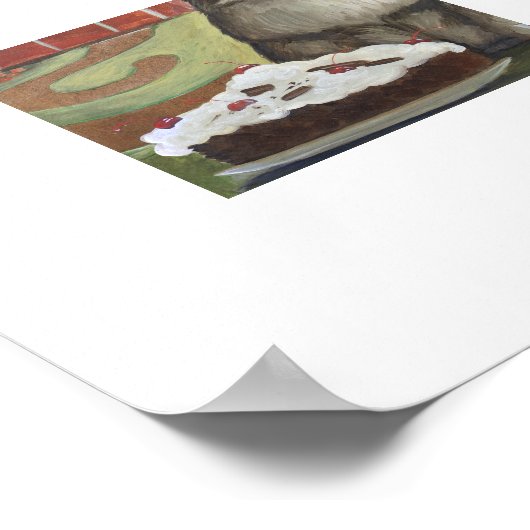  German Black Forest Cat with Cake Wall Art ポスター (角)