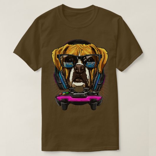 German Boxer Dog  Computer Video Game Lover Gaming Tシャツ (デザイン正面)