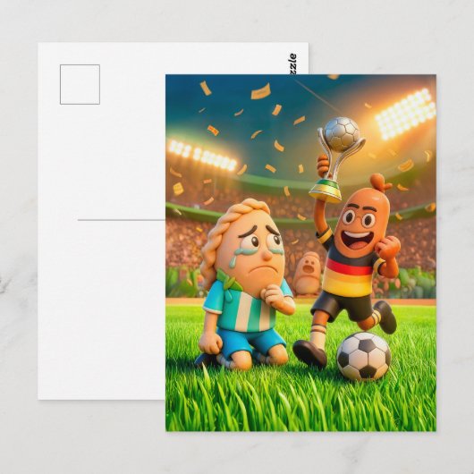 German bratwurst defeating Argentinian empanada so ポストカード (正面/裏面)