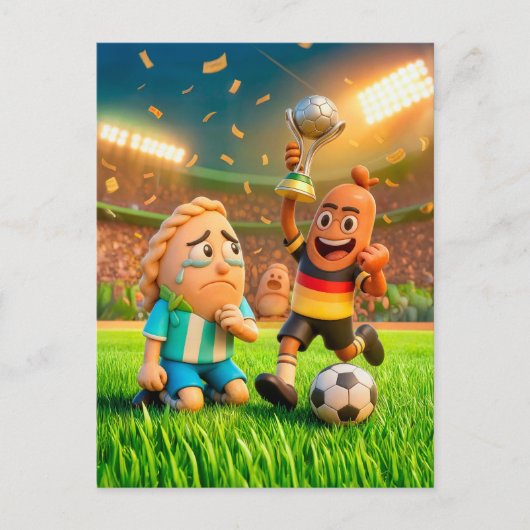 German bratwurst defeating Argentinian empanada so ポストカード (正面)