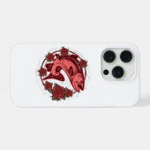 German Brown Trout Vintage Floral Art iPhoneケース (裏面横)