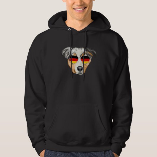 German Flag Australian Shepherd Dog Germany Pocket パーカ (正面)