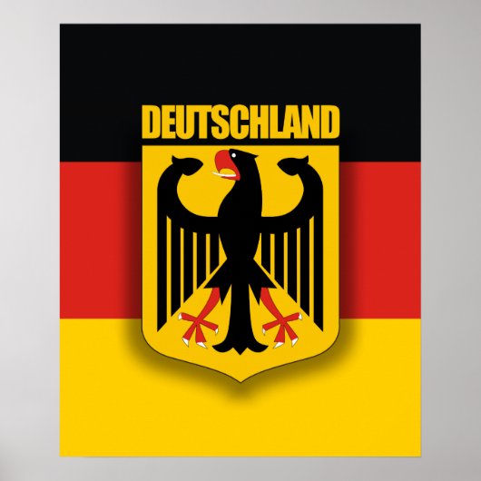 German Flag & Coat of Arms ポスター (正面)