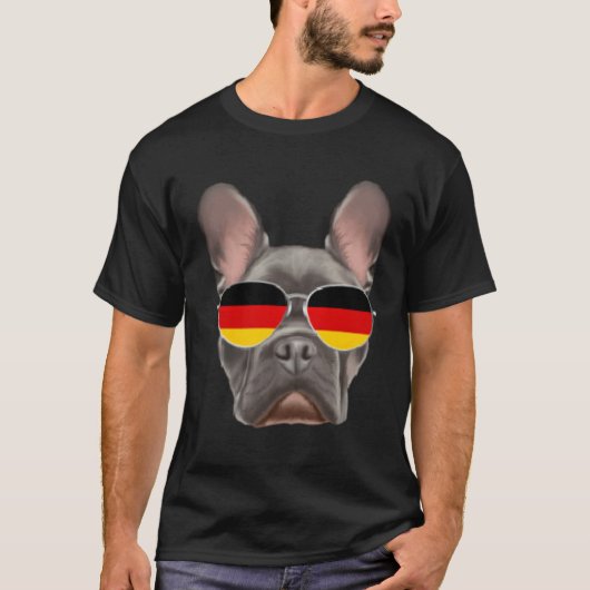 German Flag French Bulldog Dog Germany Pocket Tシャツ (正面)