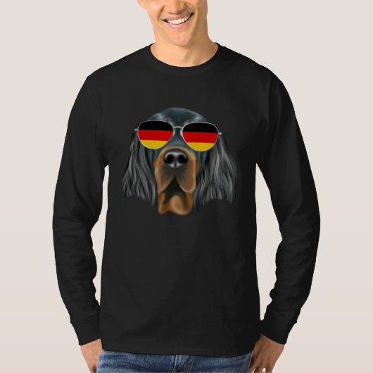 German Flag Gordon Setter Dog Germany Pocket Tシャツ (正面)