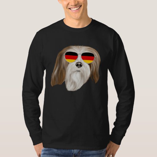 German Flag Lhasa Apsos Dog Germany Pocket Tシャツ (正面)