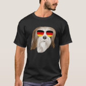 German Flag Lhasa Apsos Dog Germany Pocket Tシャツ (正面)
