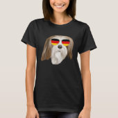 German Flag Lhasa Apsos Dog Germany Pocket Tシャツ (正面)