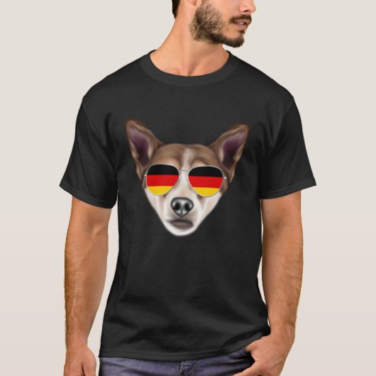 German Flag Norwegian Lundehund Dog Germany Pocket Tシャツ (正面)