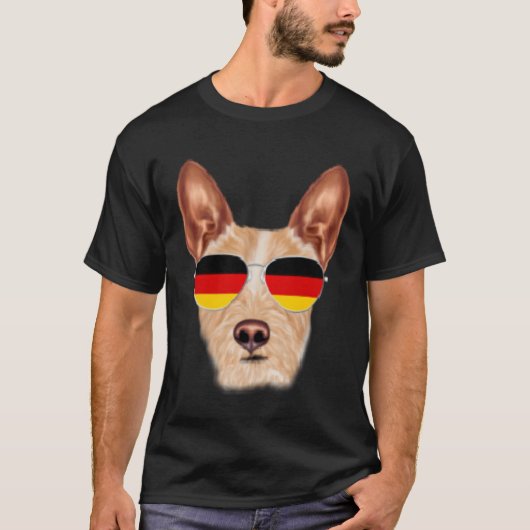 German Flag Portuguese Podengo Pequeno Dog Germany Tシャツ (正面)