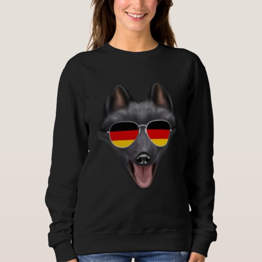 German Flag Schipperke Dog Germany Pocket スウェットシャツ (正面)