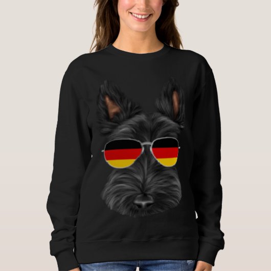 German Flag Scottish Terrier Dog Germany Pocket スウェットシャツ (正面)