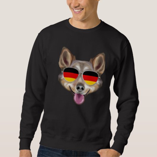 German Flag Swedish Vallhund Dog Germany Pocket スウェットシャツ (正面)