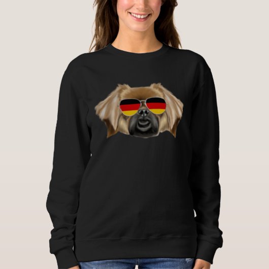 German Flag Tibetan Spaniel Dog Germany Pocket スウェットシャツ (正面)