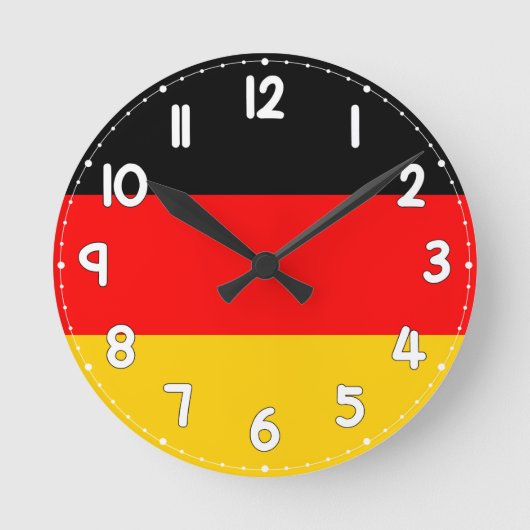 German Flag Wall Clock - Flag of Germany ラウンド壁時計 (正面)