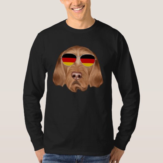 German Flag Wirehaired Vizsla Dog Germany Pocket Tシャツ (正面)