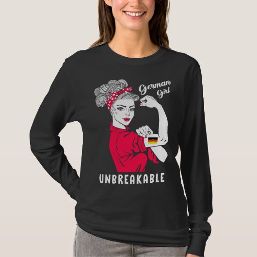 German Girl Unbreakable Strong German Girl Flag Tシャツ (正面)