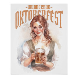  german girl with a beer for Oktoberfest ポスター