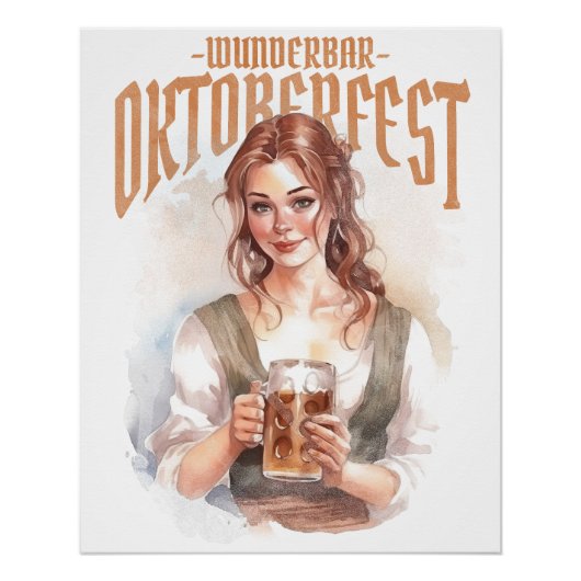  german girl with a beer for Oktoberfest ポスター (正面)