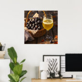 German Harvest: Grapes in Basket with Federweißer ポスター (ホームオフィス)