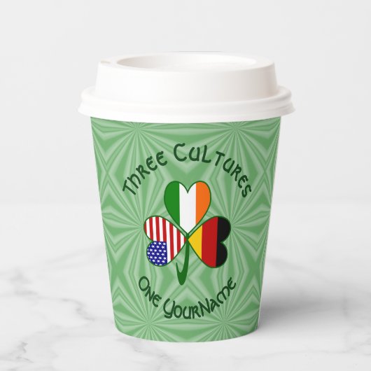 German Irish American Shamrock Personalized Text 紙コップ (裏面)