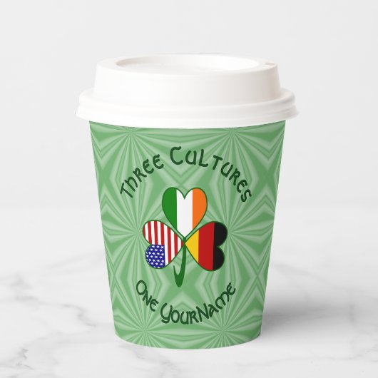 German Irish American Shamrock Personalized Text 紙コップ (正面)