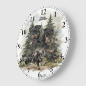 German Jagdterriers ラージ壁時計 (傾斜)