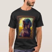 German Longhaired Pointer Painting Sunflower Flowe Tシャツ (正面)