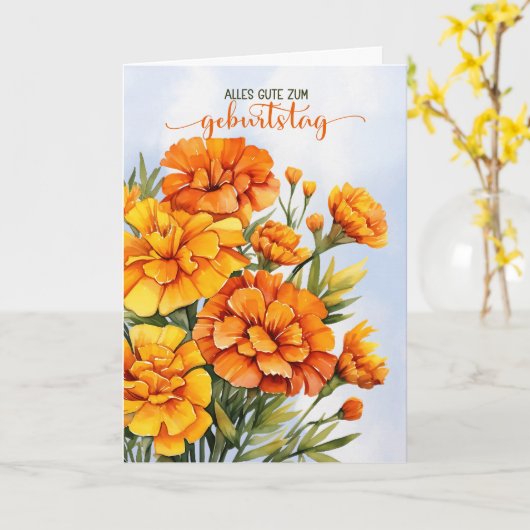 German Marigolds October Birthday Geburtstag  カード (黄色い花)