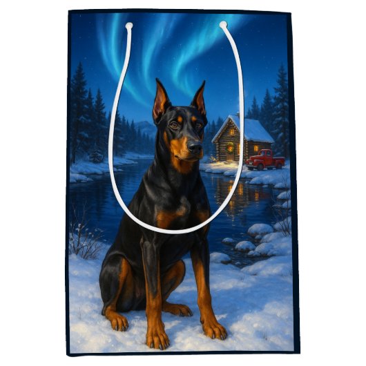 German Pinscher Holiday Card ミディアムペーパーバッグ (正面)