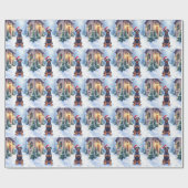 German Pinscher Snowy Courtyard Santa Hat ラッピングペーパー (フラット)