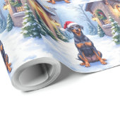 German Pinscher Snowy Courtyard Santa Hat ラッピングペーパー (ロールコーナー)