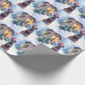 German Pinscher Snowy Courtyard Santa Hat ラッピングペーパー (角)