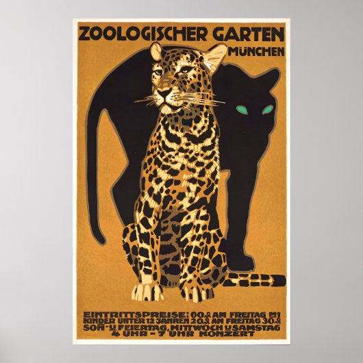 German Poster Leopard Zoo Munich, Germany by ポスター (正面)