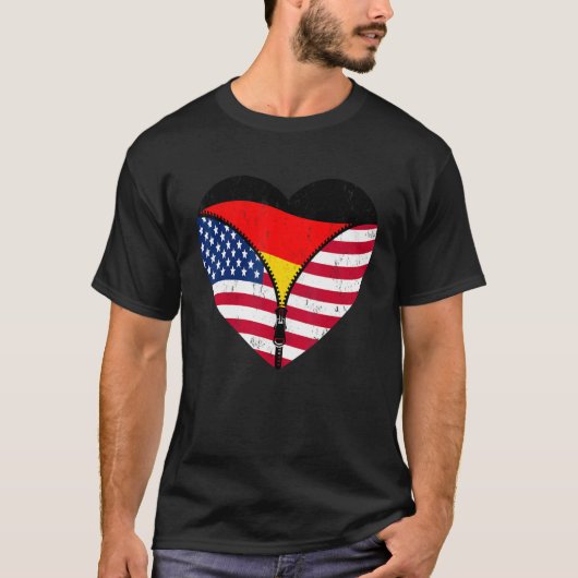 German Roots America Grown For Half Germany Americ Tシャツ (正面)